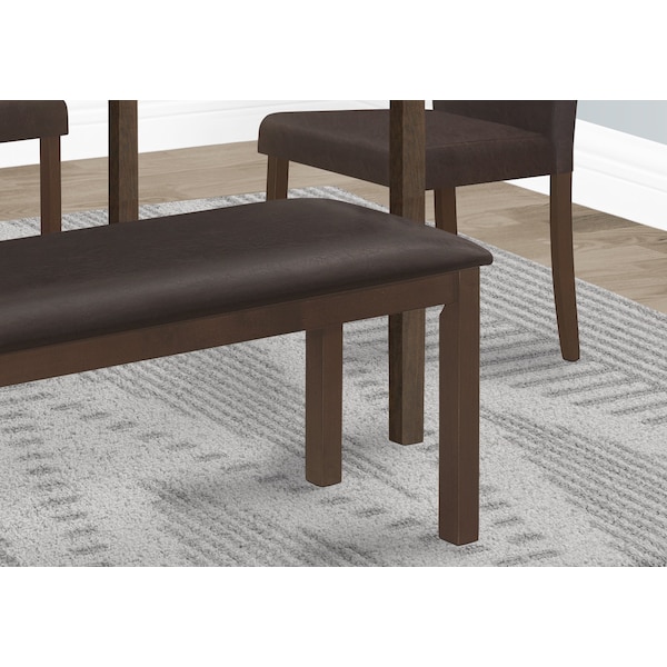 Bench, 42 In. Rectangular, Wood, Upholstered, Dining Room, Kitchen, Entryway, Brown, Transitional